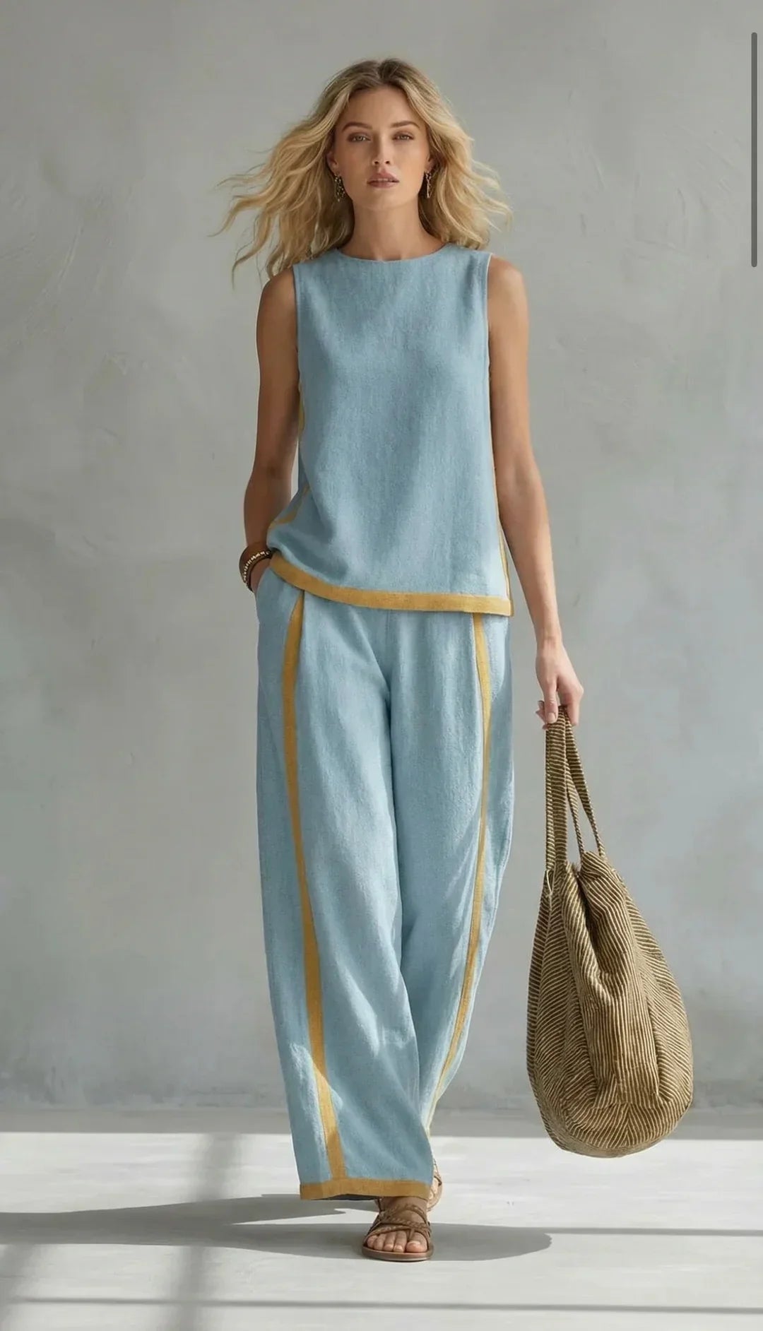 Elisa | Fluid Two-Piece Set with Contrast Details