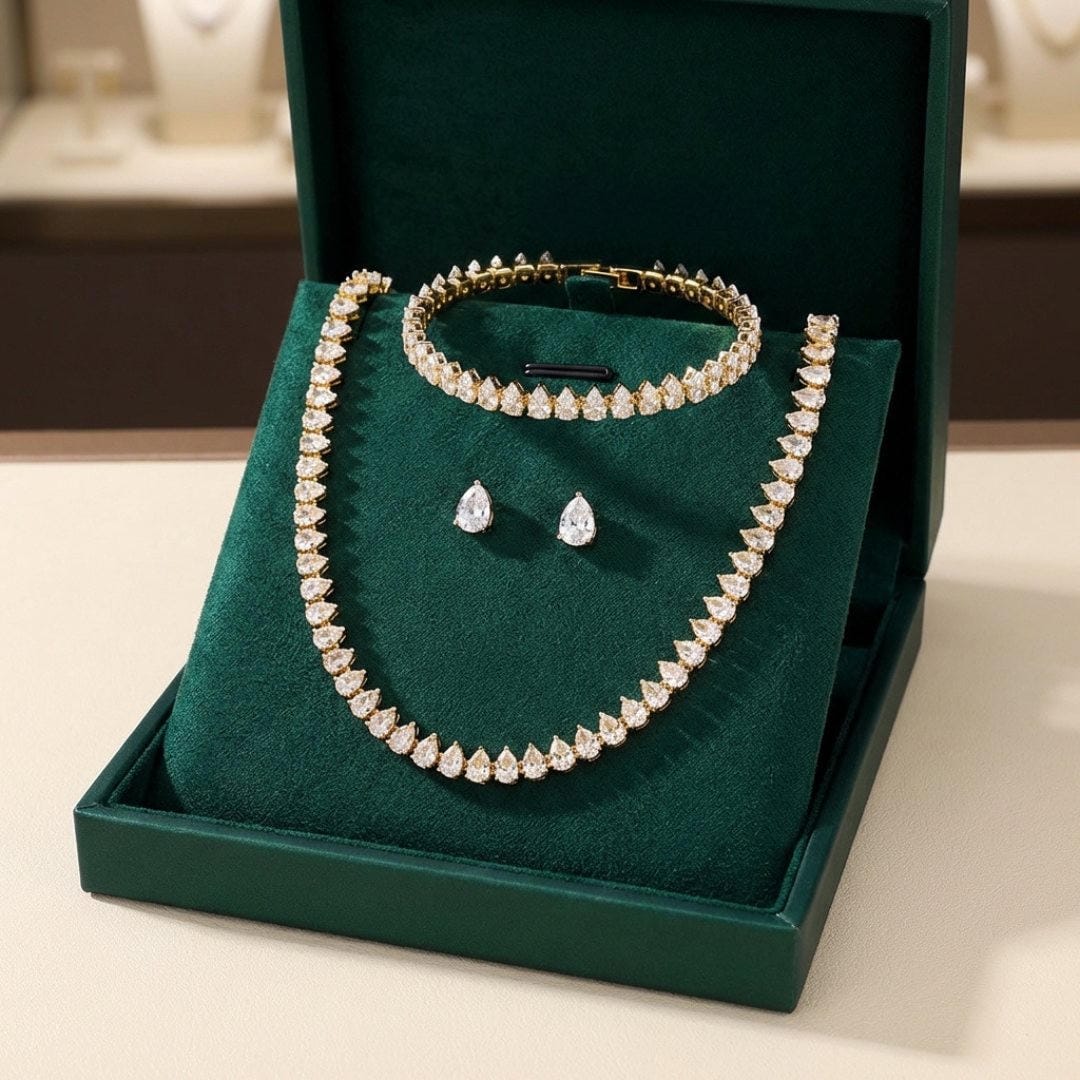 Gorgeous Clear Round Cubic Zirconia Bridal Full Set