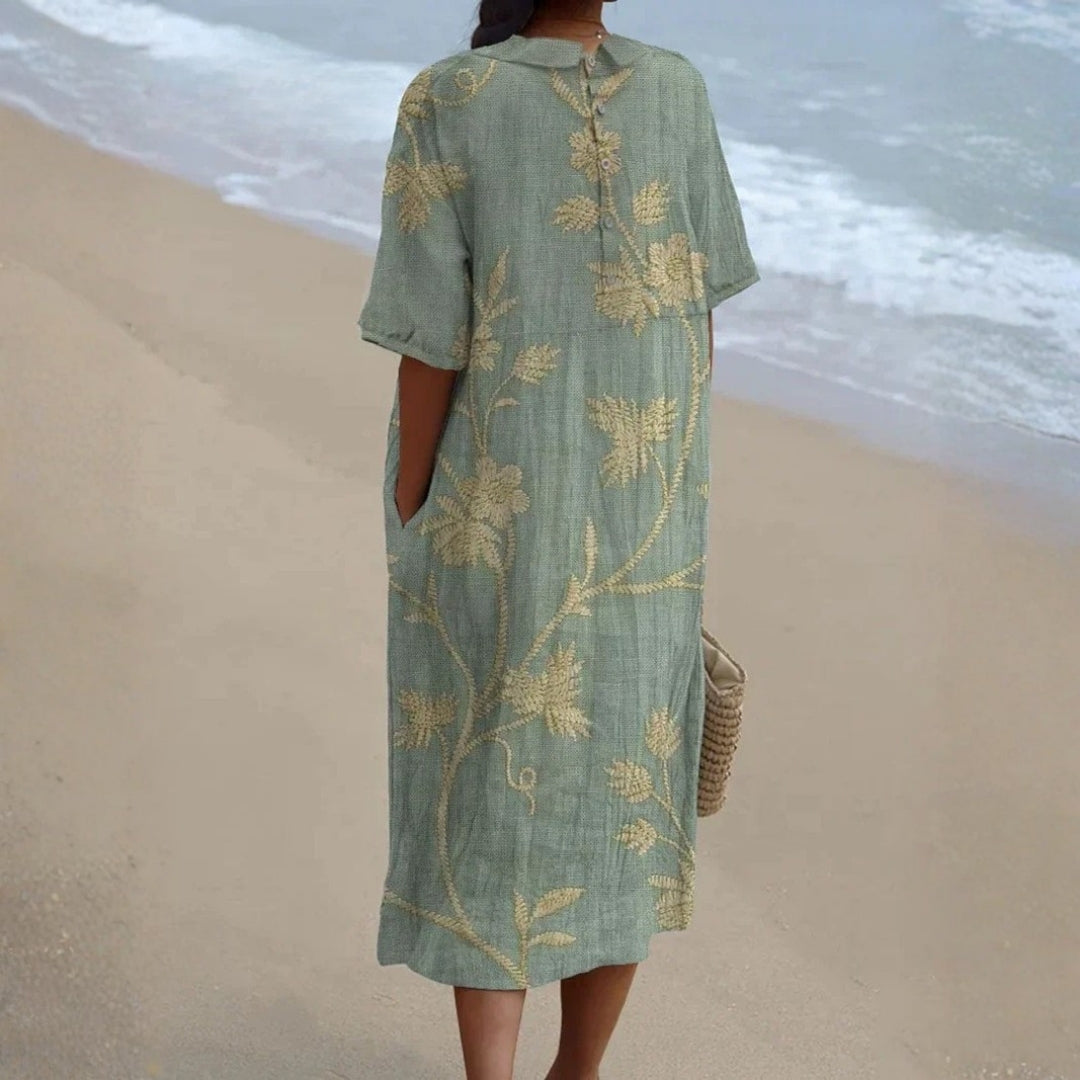 Evelina - Floral Dress with Charming Peter Pan Collar