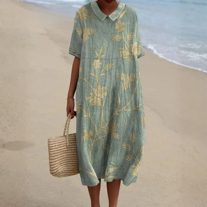 Evelina - Floral Dress with Charming Peter Pan Collar
