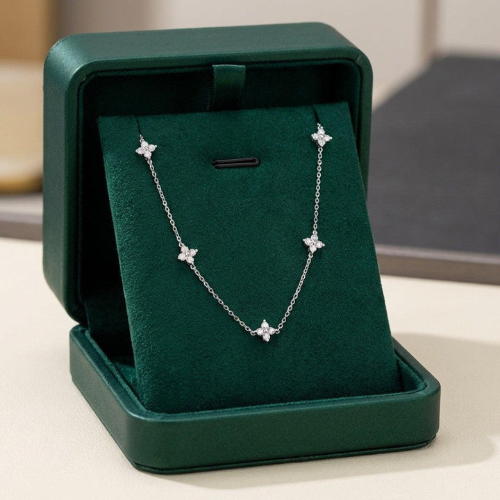 Gorgeous Flower Inlaid Zirconia Necklace