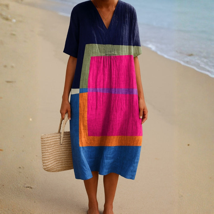 Isadora - Vestido de Bloques de Colores Vibrantes