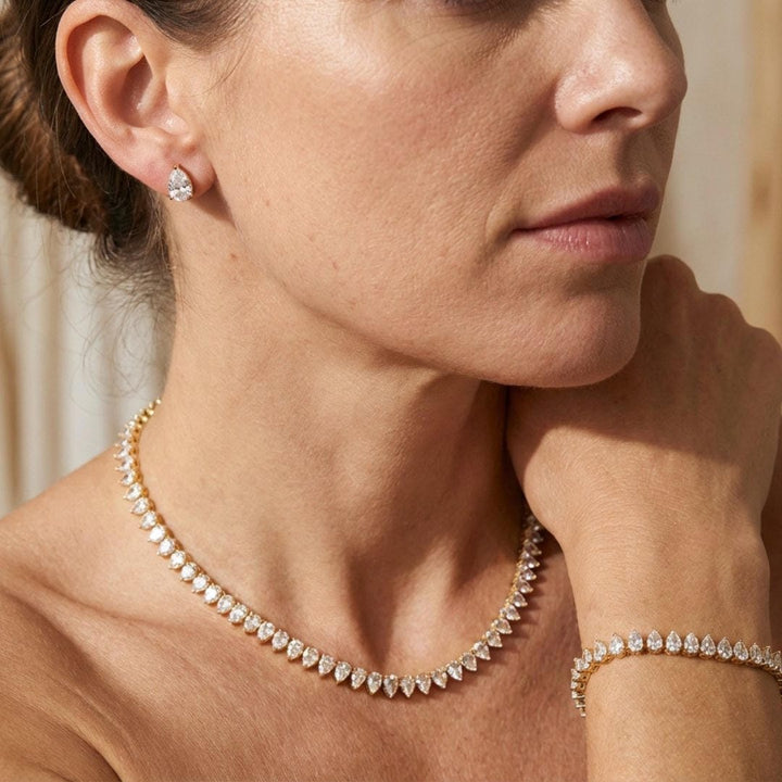 Gorgeous Clear Round Cubic Zirconia Bridal Full Set
