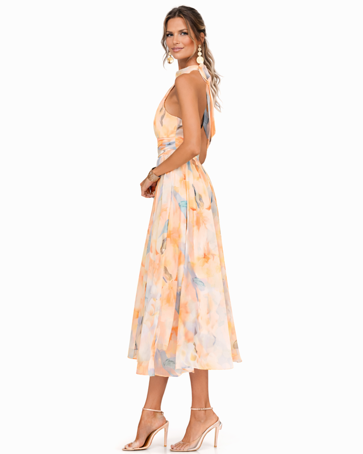Aurora™ | Abito con Scollo Halter e Stampa Acquerello