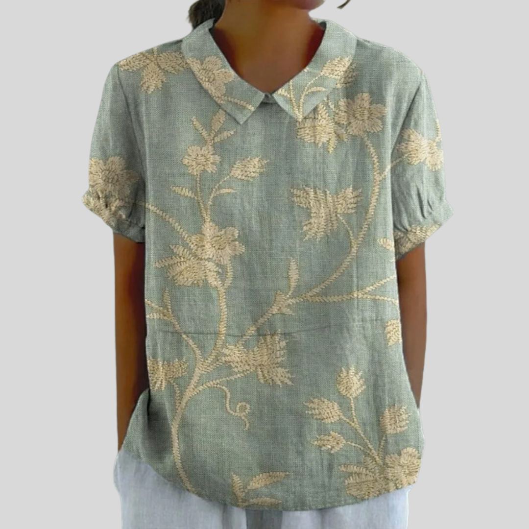 Célestine | Botanical Embroidered Blouse