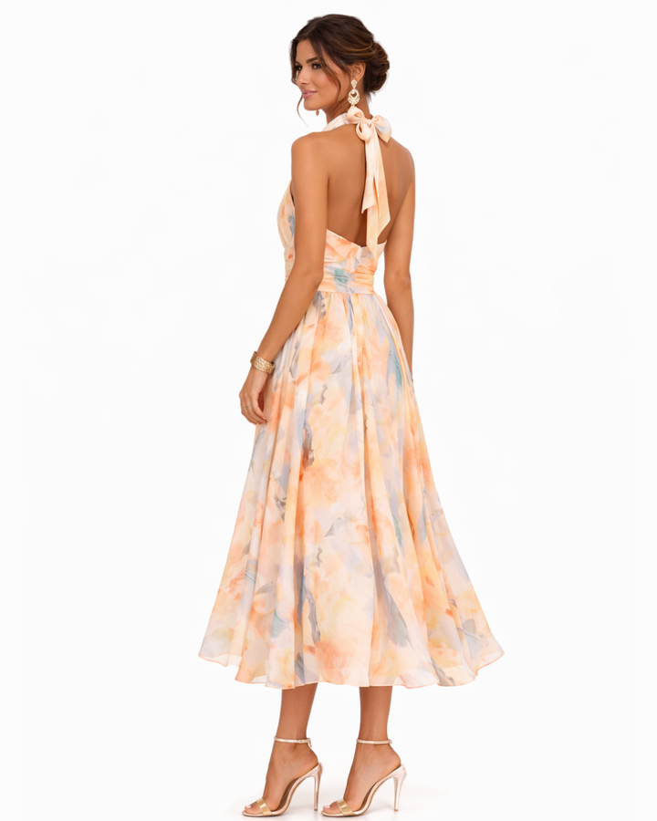 Aurora™ | Abito con Scollo Halter e Stampa Acquerello