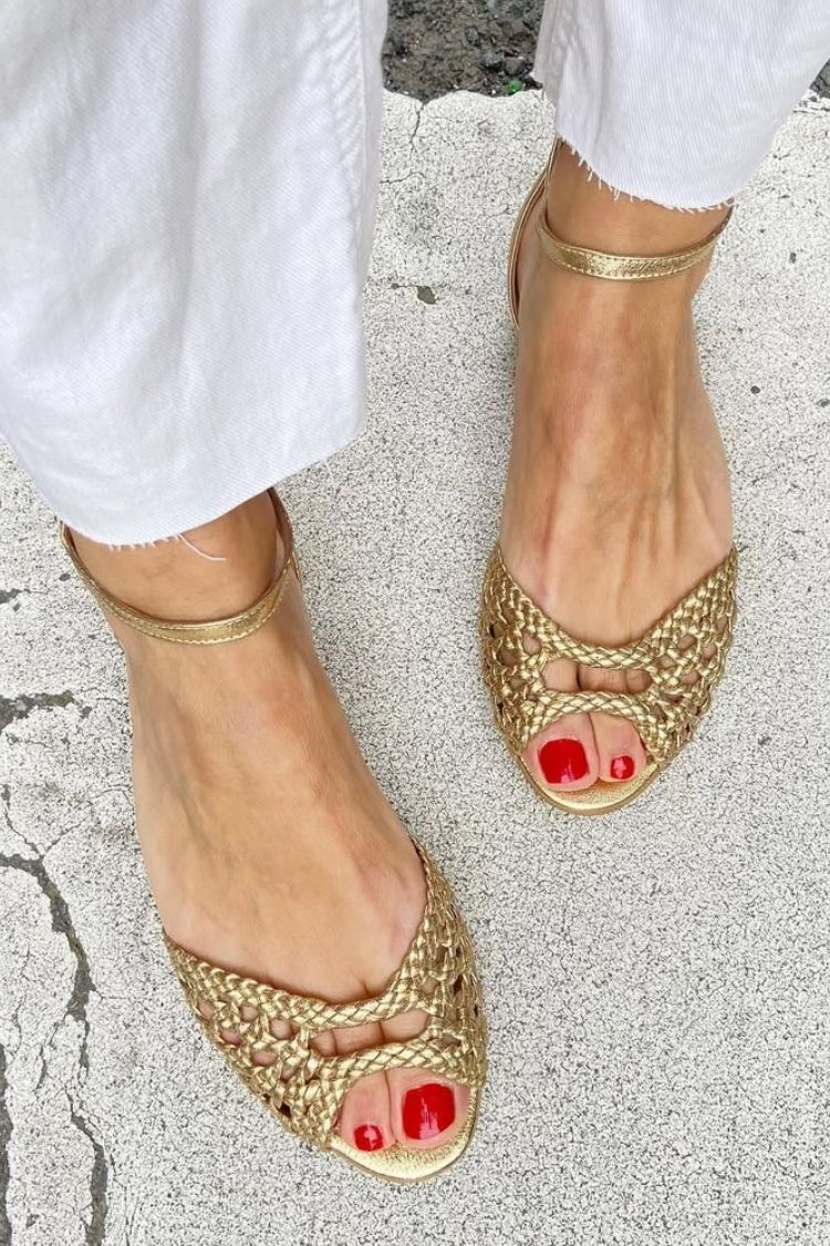 Isadora™ | Woven Golden Sandals