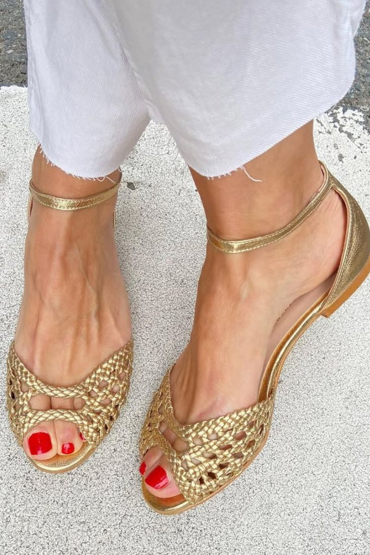 Isadora™ | Woven Golden Sandals