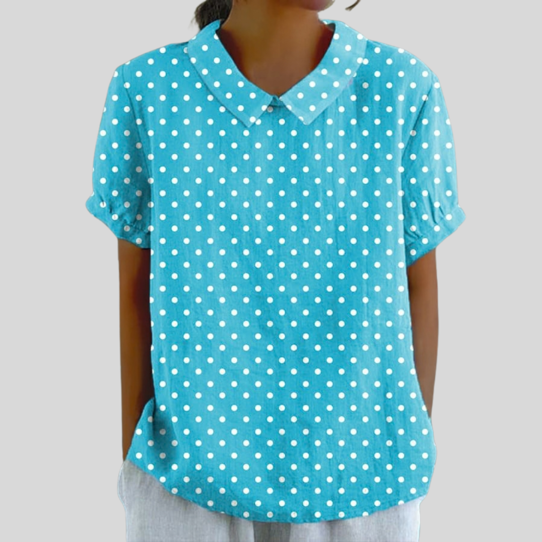 Lucette | Turquoise Polka Dot Blouse