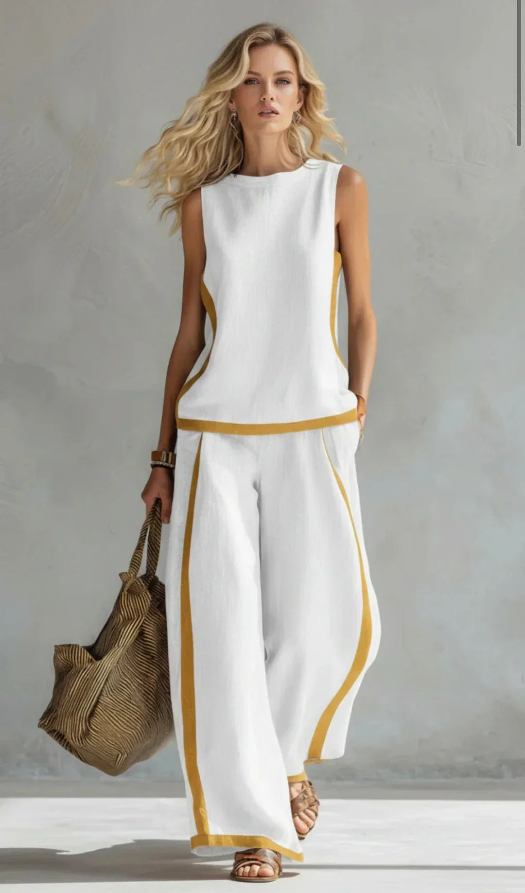 Elisa | Fluid Two-Piece Set with Contrast Details