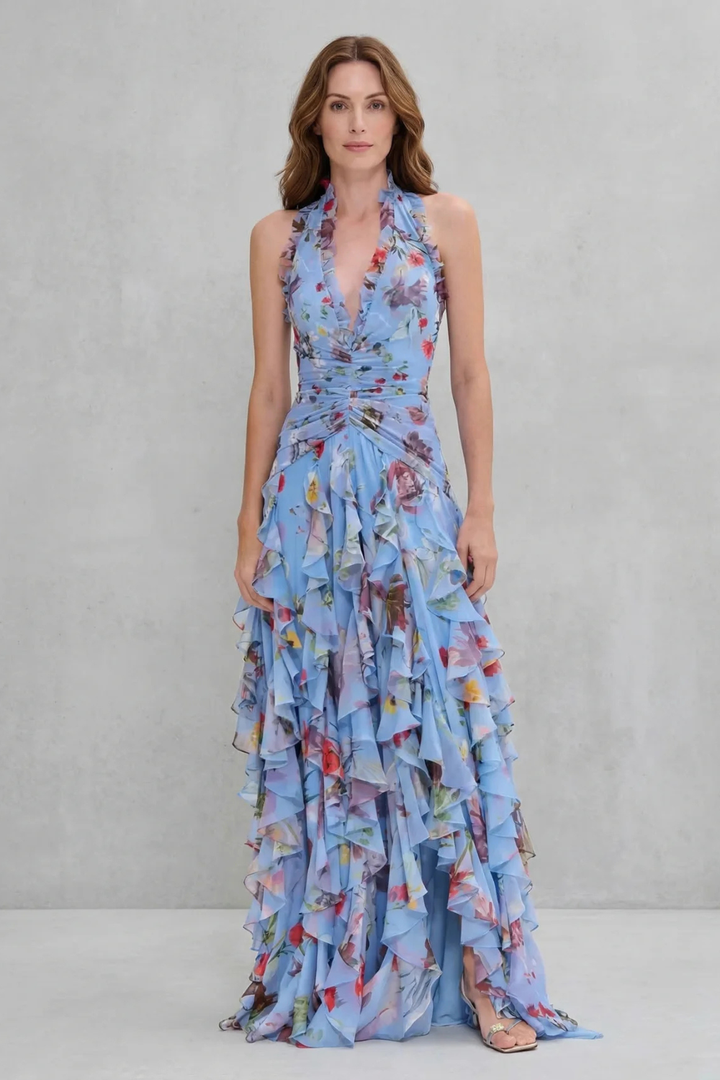 Robe Longue Élégante à Col Halter - Maison Claire et Sylvie