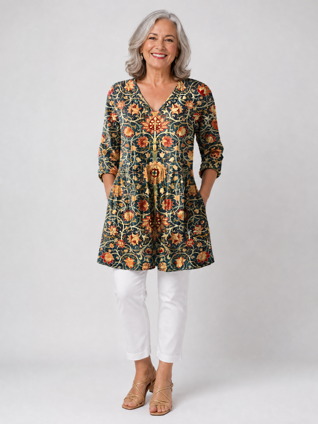 Celine | Long Blouse with V-Neck