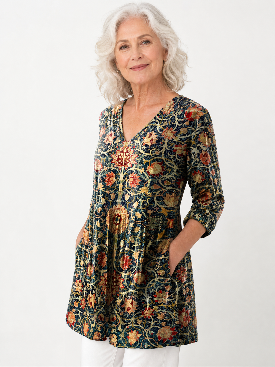 Celine | Long Blouse with V-Neck
