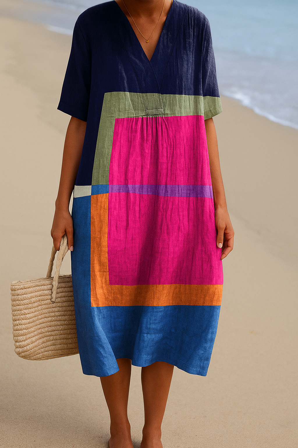 Isadora - Vestido de Bloques de Colores Vibrantes
