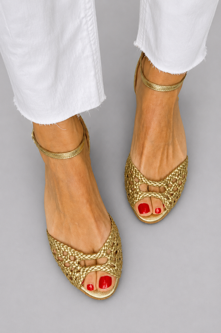 Isadora™ | Woven Golden Sandals