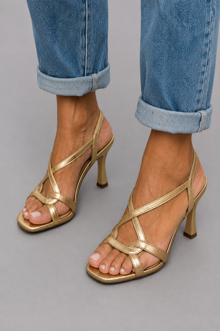 Cassie™ | Golden Charm Wedge Sandals