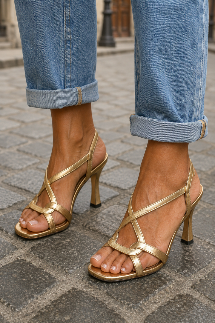 Cassie™ | Golden Charm Wedge Sandals