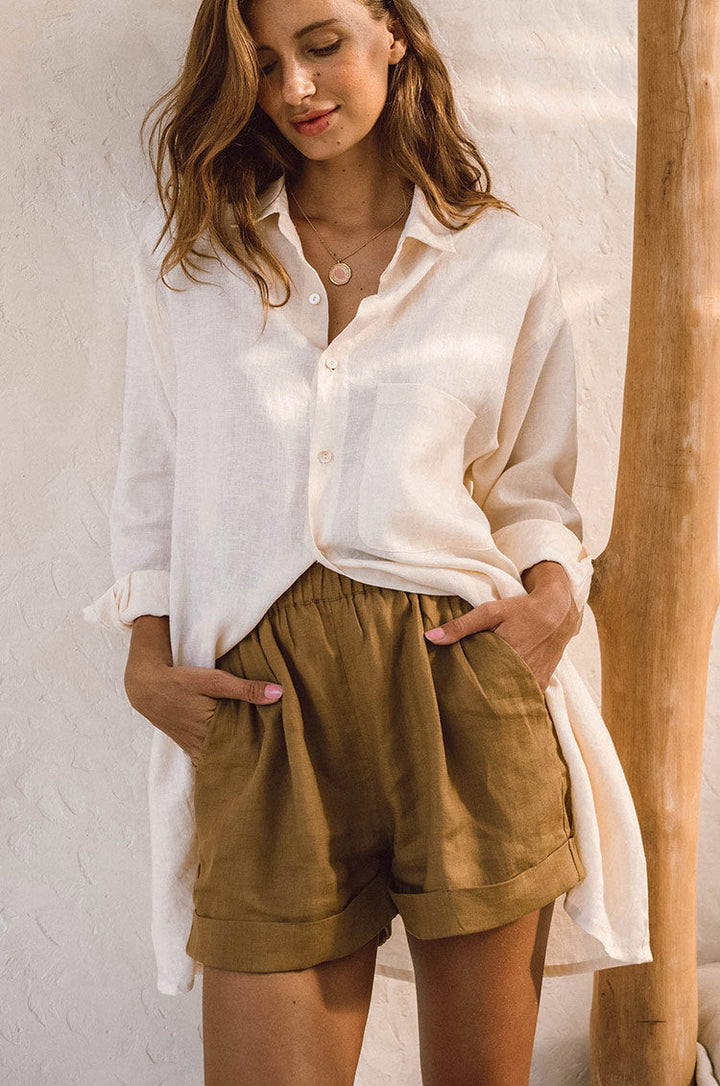 SUMMER Shorts - taupe linen
