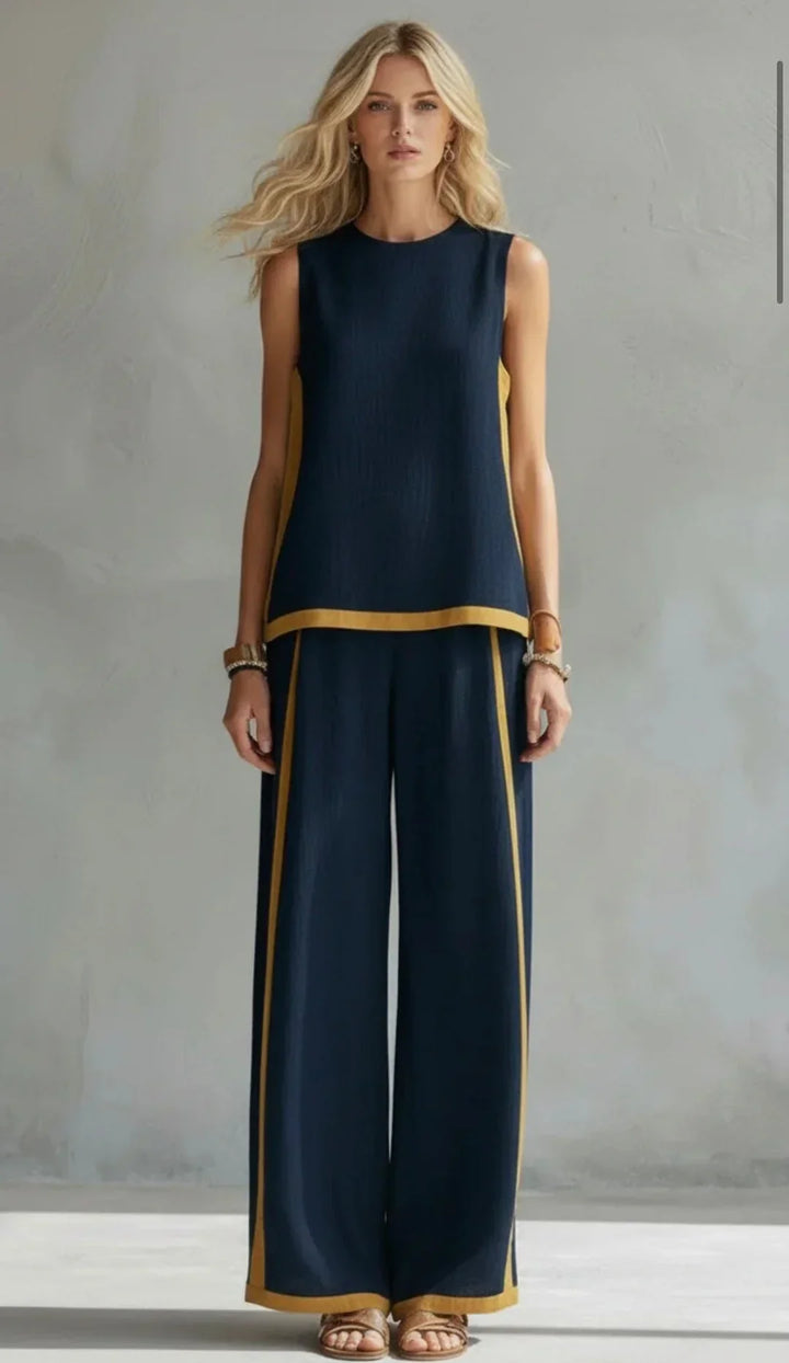 Elisa | Fluid Two-Piece Set with Contrast Details