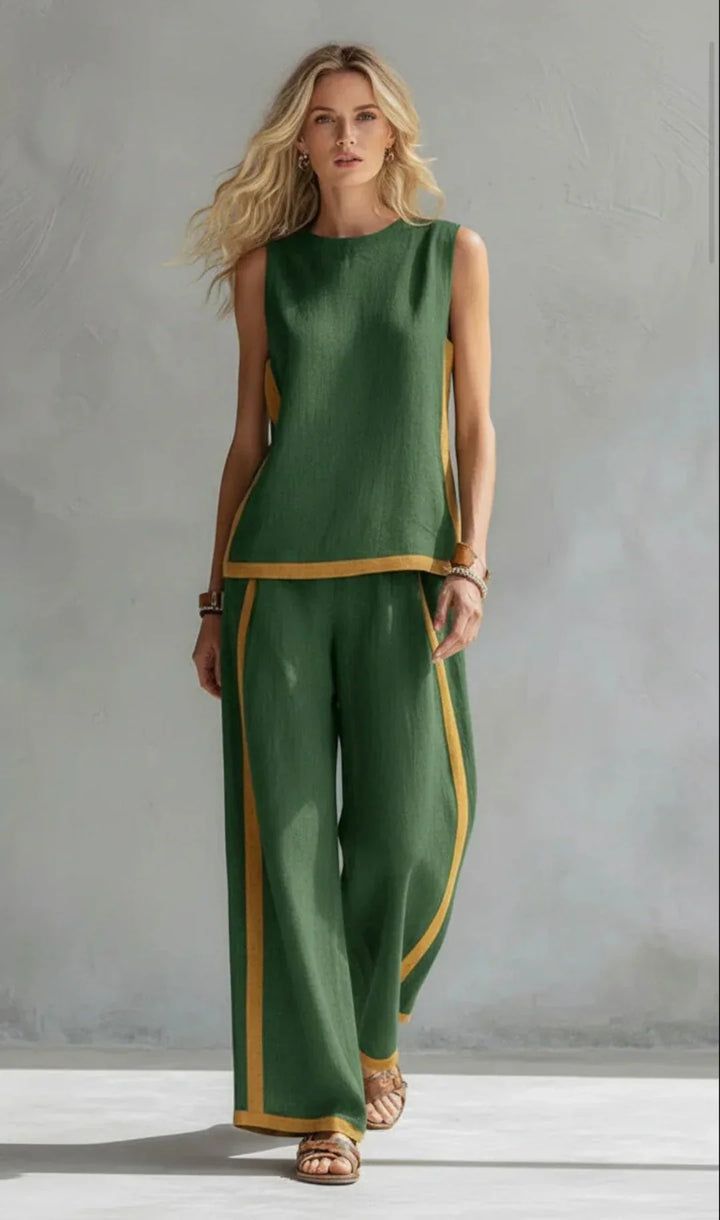 Elisa | Fluid Two-Piece Set with Contrast Details
