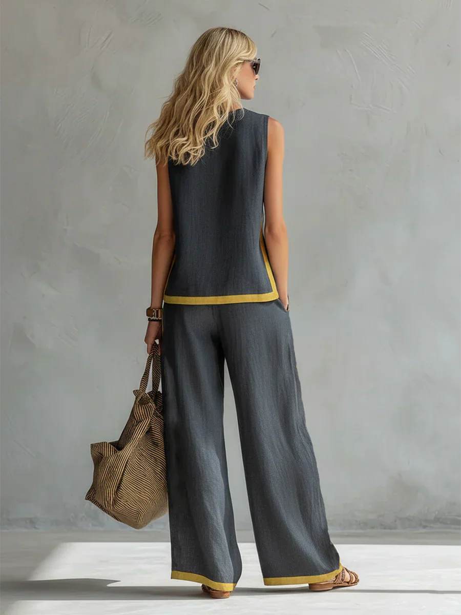 Elisa | Fluid Two-Piece Set with Contrast Details