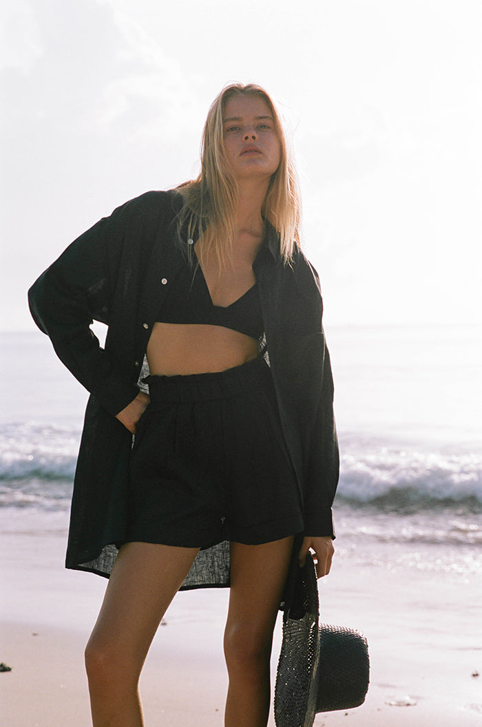 SUMMER Shirt Dress - black linen