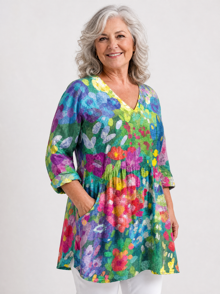 Maelle | Long Blouse with V-Neck