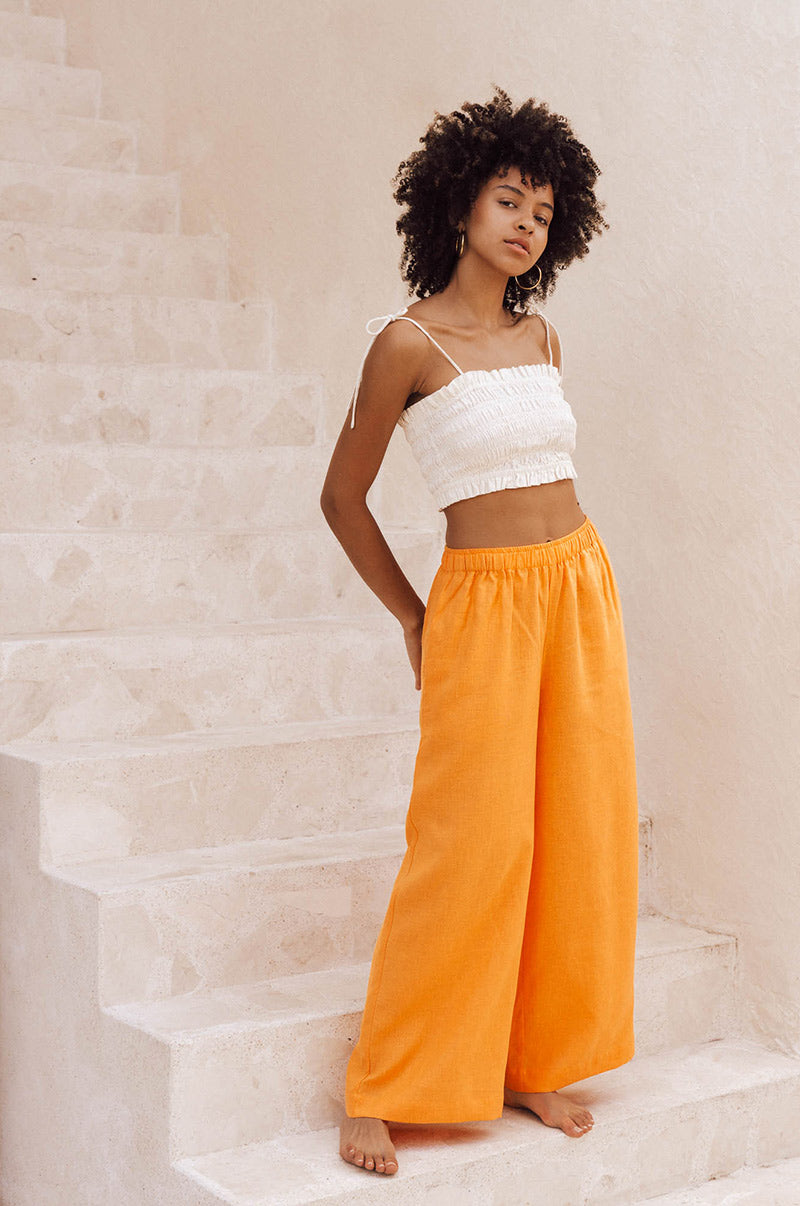 SUMMER Pants - mandarin orange linen