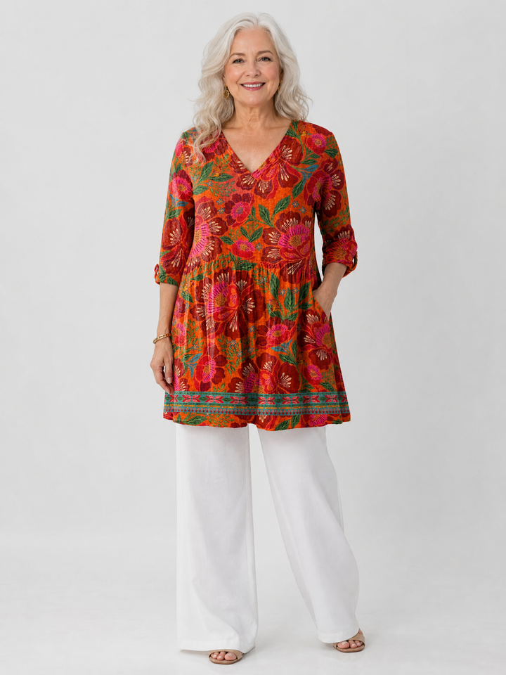 Marion | Long Blouse with V-Neck