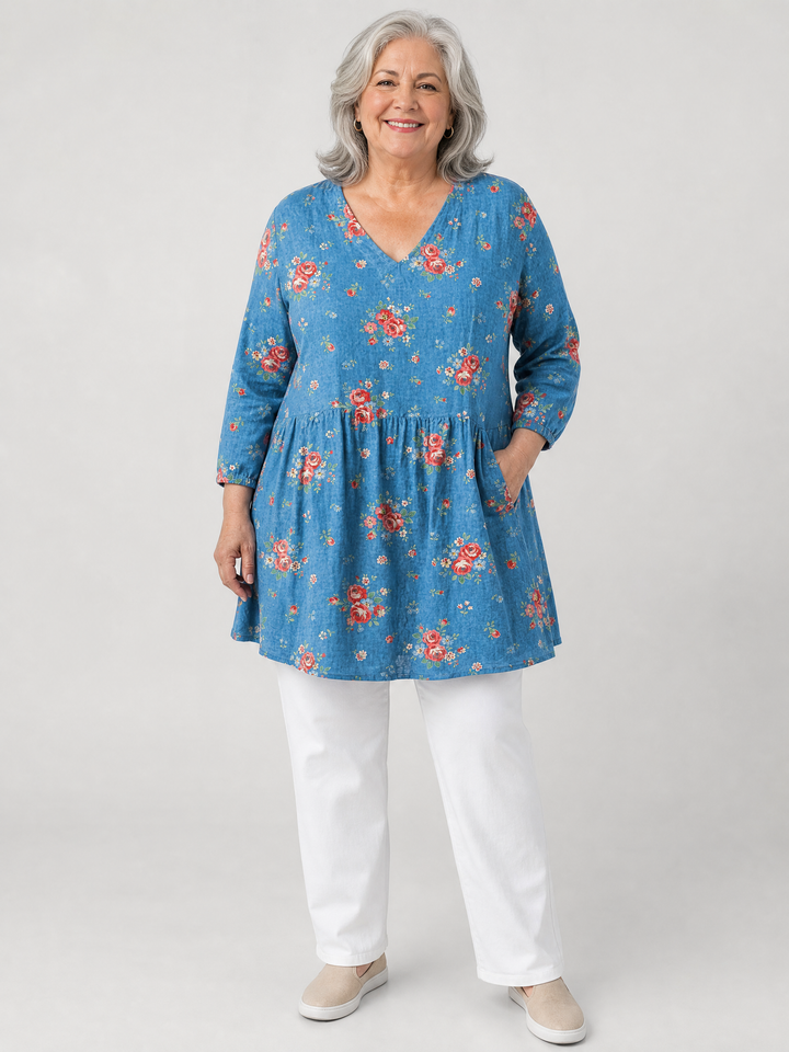 Melanie | Long Blouse with V-Neck