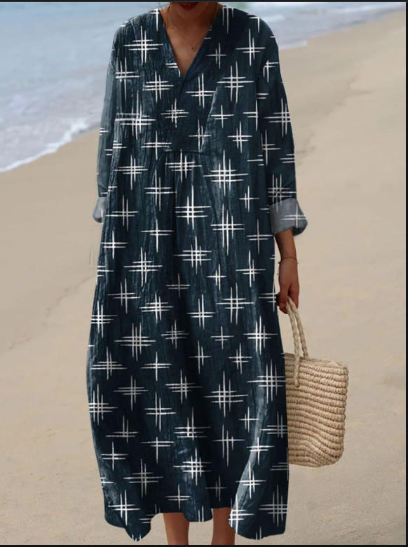 Nádia - Bohemian Star Print Dress