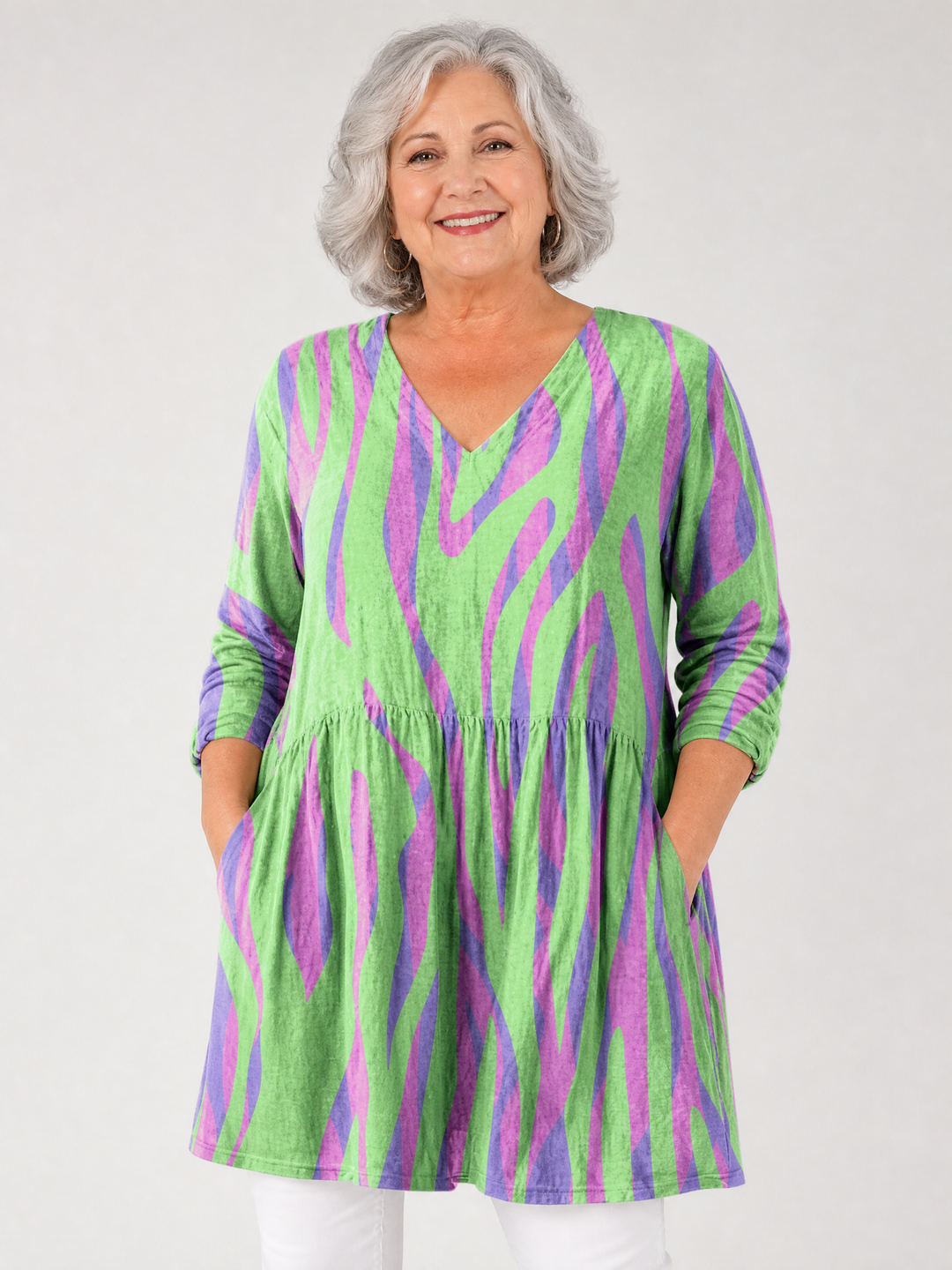 Oceane | Long Blouse with V-Neck