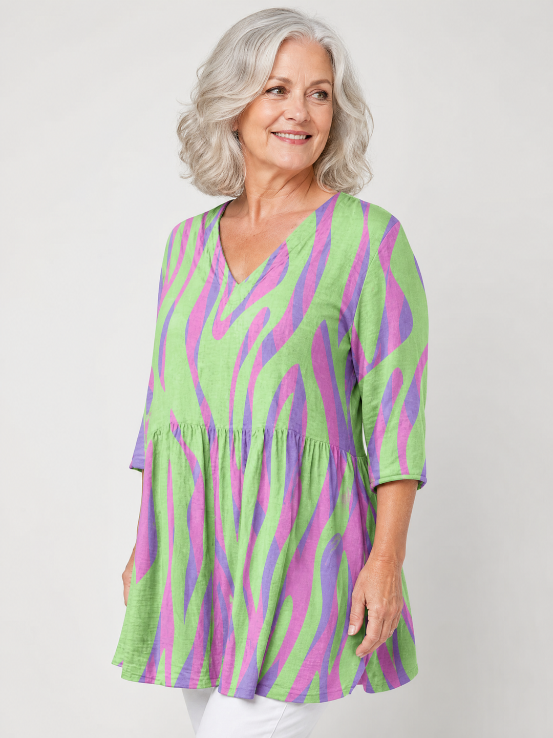 Oceane | Long Blouse with V-Neck
