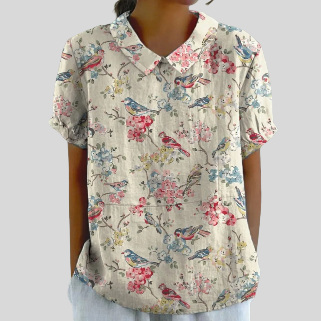 Clémence | Birds &amp; Flowers Printed Blouse