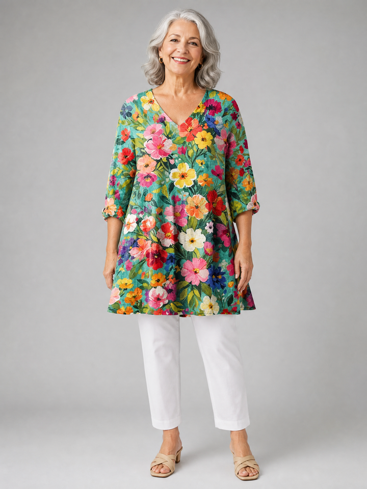 Nora | Long Blouse with V-Neck