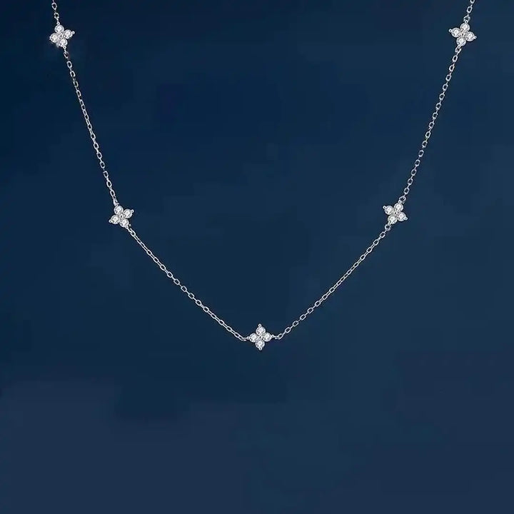 Gorgeous Flower Inlaid Zirconia Necklace