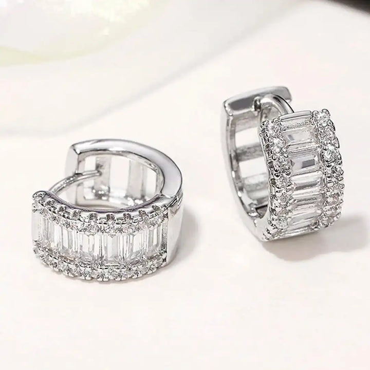Mini Baguette Zirconia Hoop Earrings