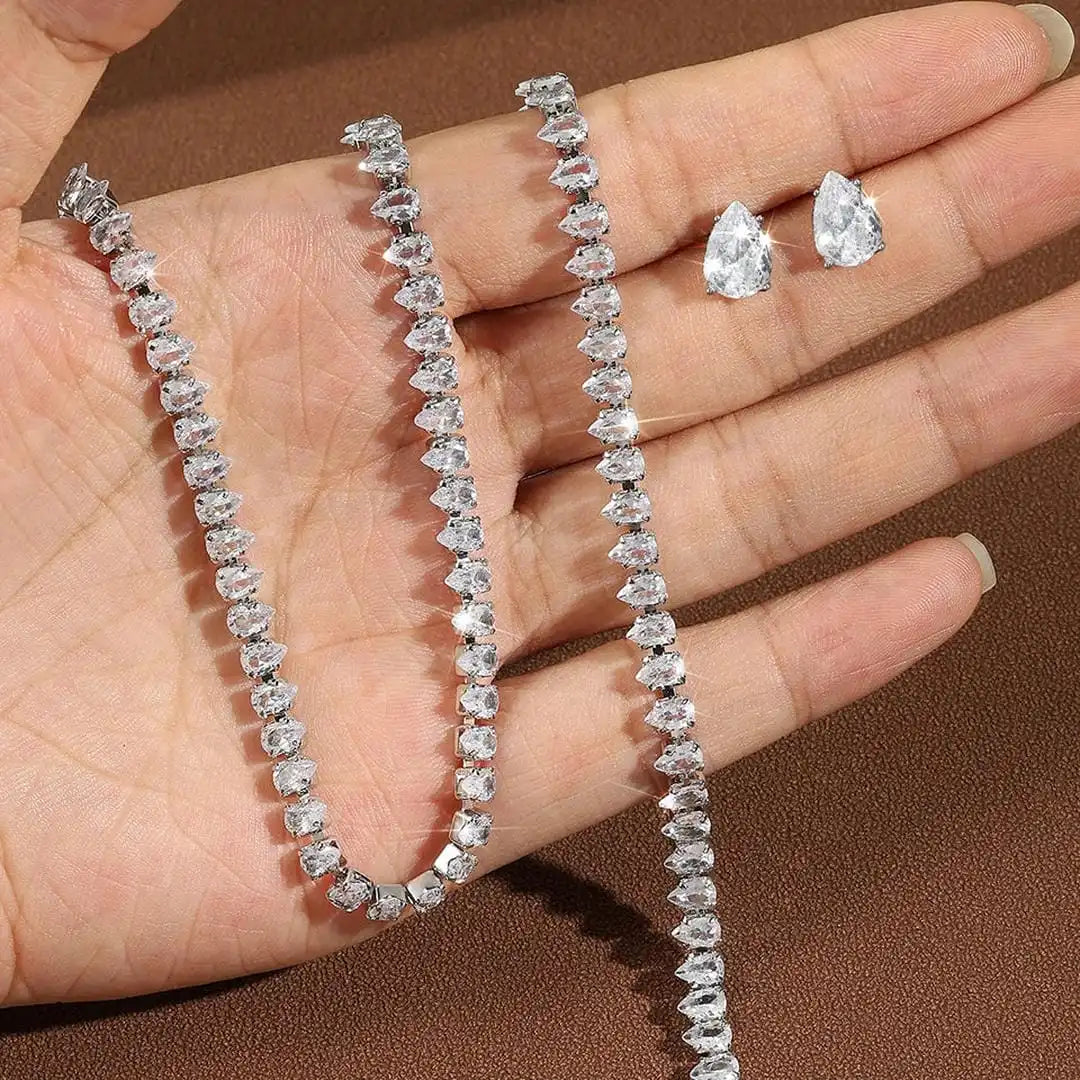 Gorgeous Clear Round Cubic Zirconia Bridal Full Set