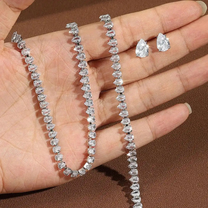 Gorgeous Clear Round Cubic Zirconia Bridal Full Set
