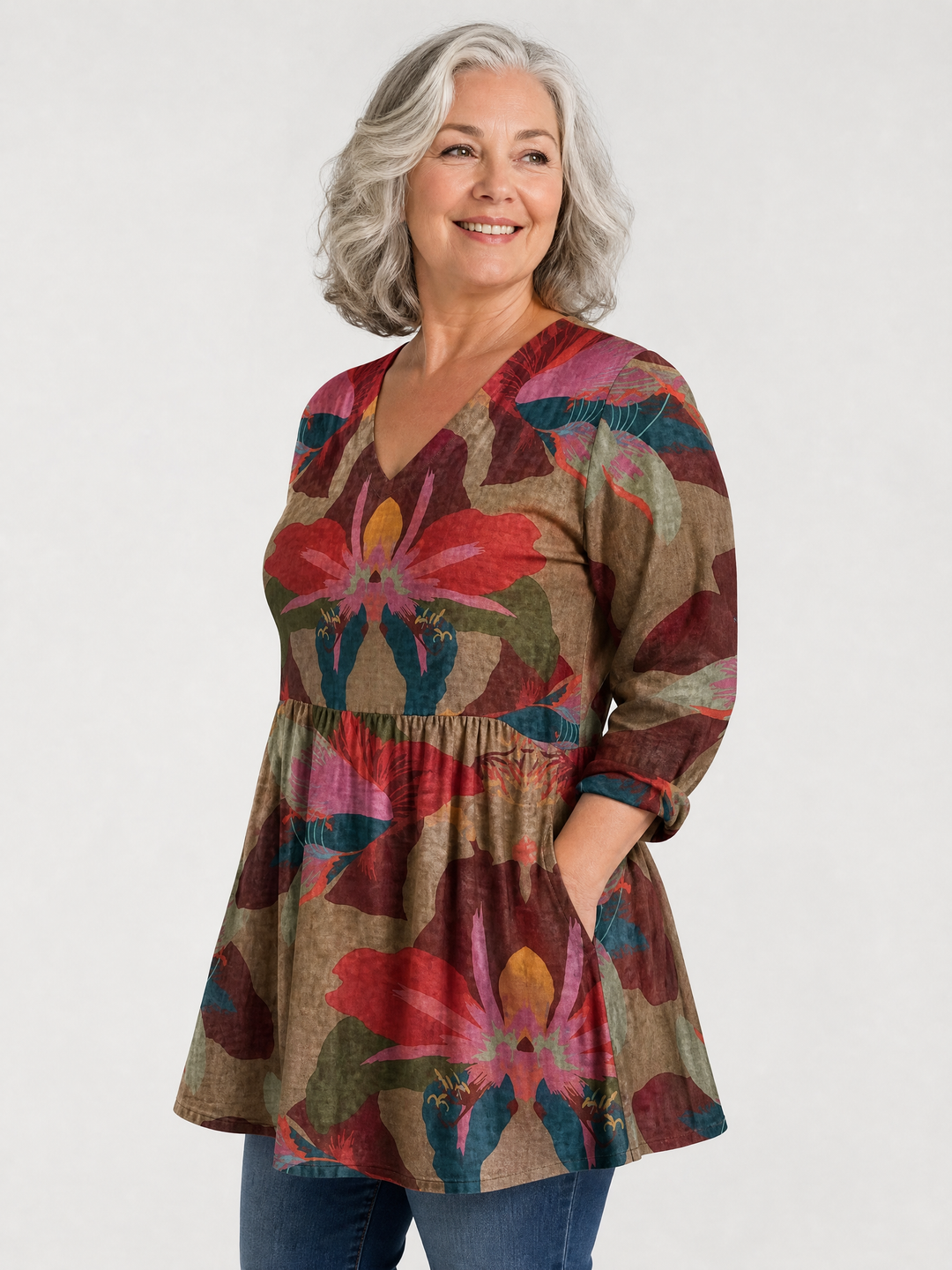 Sarah | Long Blouse with V-Neck