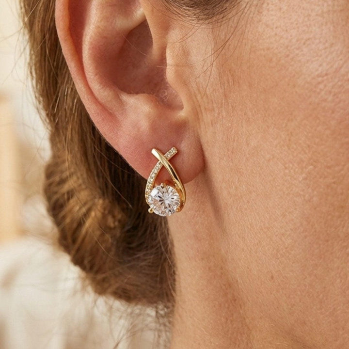 Luxury Twisted Teardrop Cubic Stud Earrings
