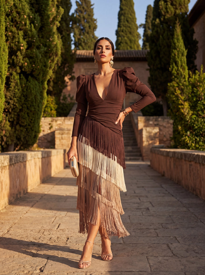 Robe Évasée en Franges Élégantes - Maison Claire et Sylvie