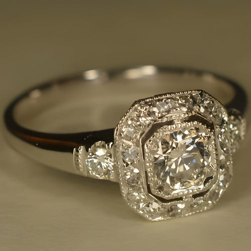 Vintage Crystalline Silver Ring
