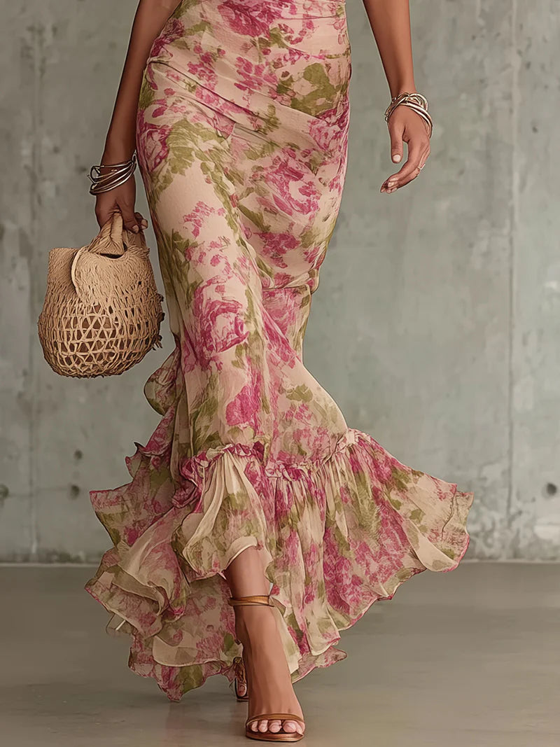 Rosalie™ | Abito Maxi con Stampa di Rose Vintage