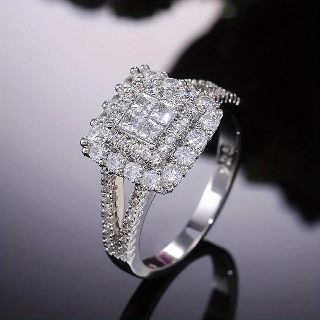 Square Shape Zirconia Wedding Ring
