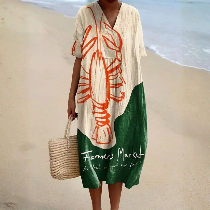 Catarina - Graphic Lobster Print Dress
