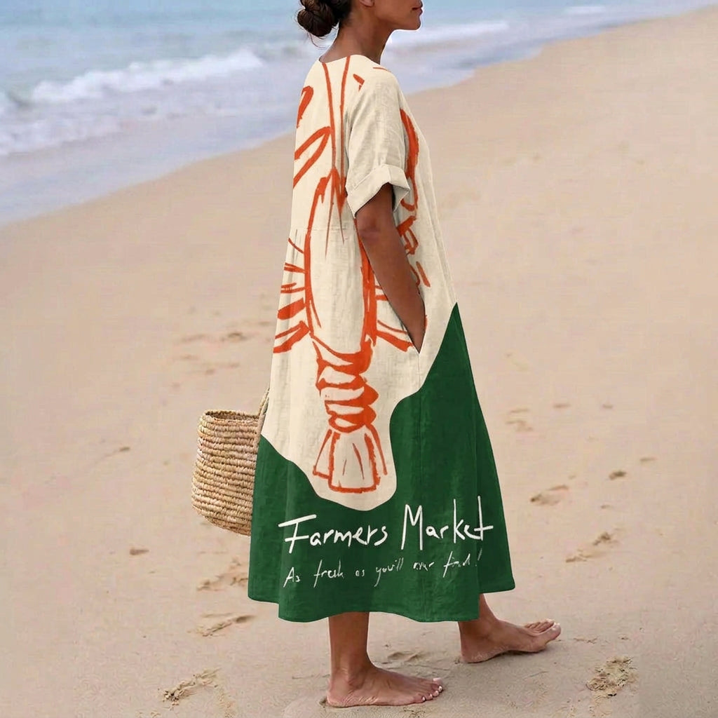 Catarina - Graphic Lobster Print Dress