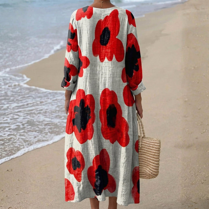 Elva - Vestido Maxi Floral en Rojo