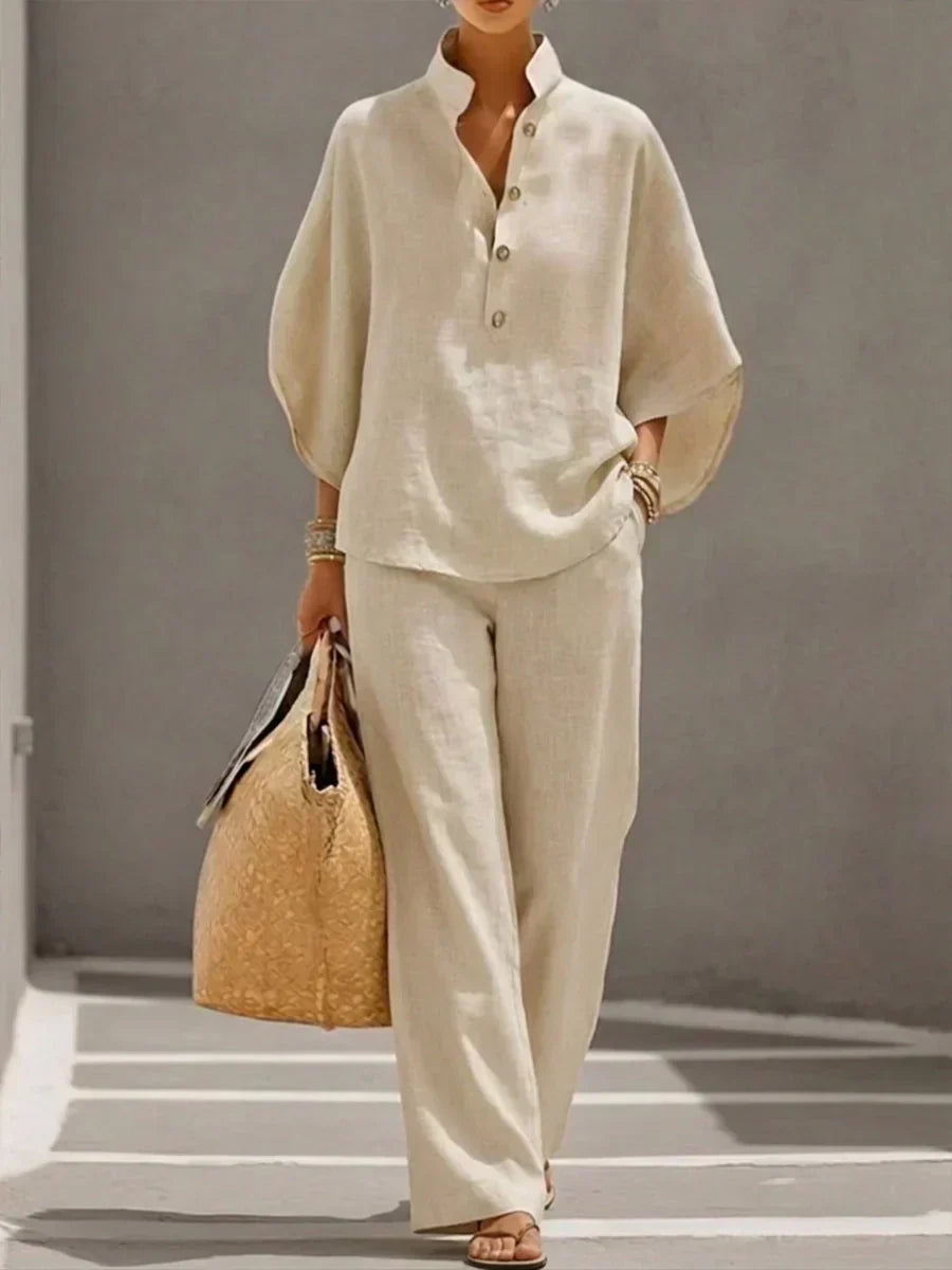 Maribel | Set with Batwing Sleeves and Wide Pants