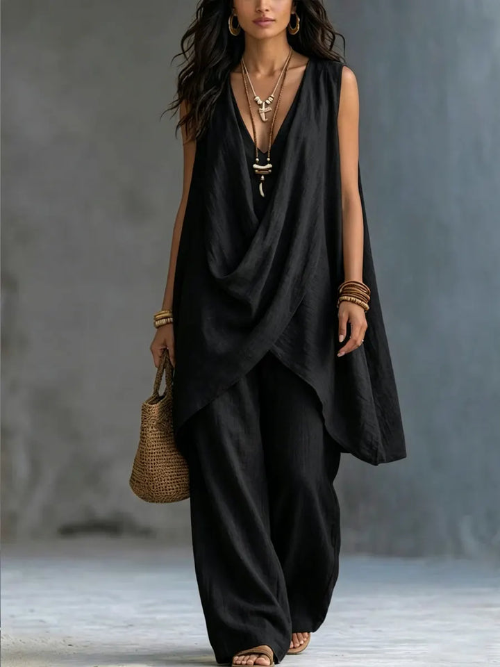Ginevra | Draped Suit with Wide Pants